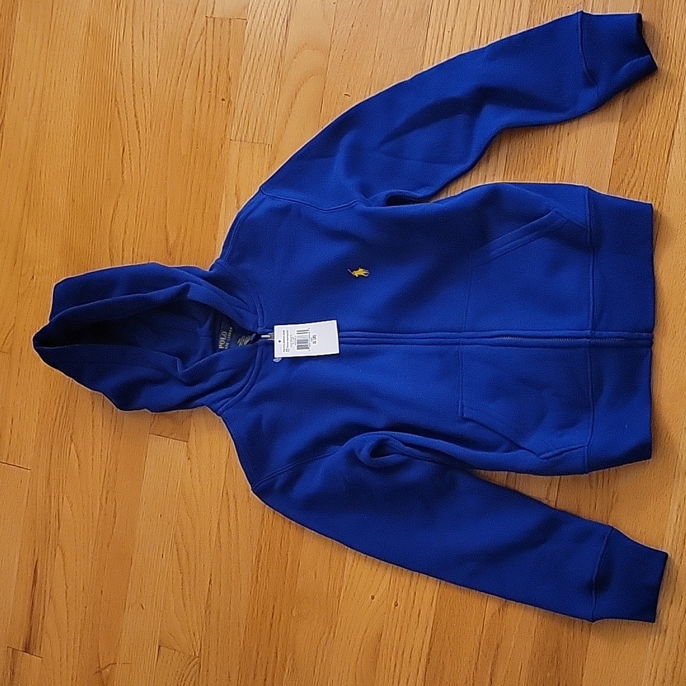NEW Kids Polo Navy Blue Zip Up Hoodie Sweatshirt
